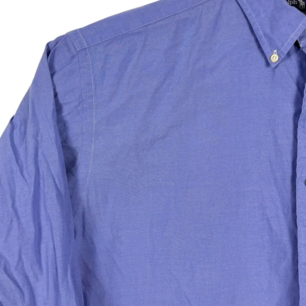 Ralph Lauren Button Down Shirt Mens 17.5 34/35 Blue Classic Fit Long‎ Sleeve